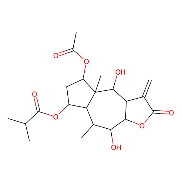 2D Structure of [(3aR,4R,5S,5aS,6S,8R,8aR,9R,9aS)-8-acetyloxy-4,9-dihydroxy-5,8a-dimethyl-1-methylidene-2-oxo-4,5,5a,6,7,8,9,9a-octahydro-3aH-azuleno[6,5-b]furan-6-yl] 2-methylpropanoate