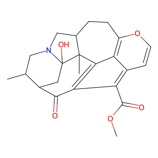 2D Structure of Methyl 3-hydroxy-2,6-dimethyl-21-oxo-14-oxa-8-azahexacyclo[11.6.1.15,19.02,10.03,8.017,20]henicosa-1(19),13(20),15,17-tetraene-18-carboxylate