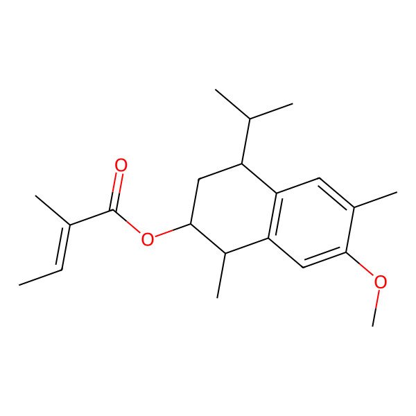 2D Structure of [(1S,2R,4S)-7-methoxy-1,6-dimethyl-4-propan-2-yl-1,2,3,4-tetrahydronaphthalen-2-yl] (Z)-2-methylbut-2-enoate
