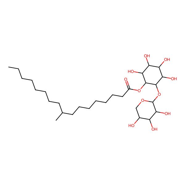 2D Structure of [(1S,2S,3S,4R,5R,6R)-2,3,4,5-tetrahydroxy-6-[(2S,3R,4S,5R)-3,4,5-trihydroxyoxan-2-yl]oxycyclohexyl] (9S)-9-methylheptadecanoate