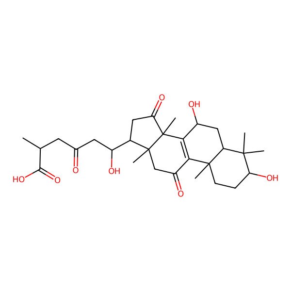2D Structure of 6-(3,7-dihydroxy-4,4,10,13,14-pentamethyl-11,15-dioxo-2,3,5,6,7,12,16,17-octahydro-1H-cyclopenta[a]phenanthren-17-yl)-6-hydroxy-2-methyl-4-oxohexanoic acid