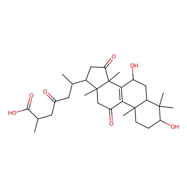 2D Structure of (2R,6S)-6-[(3S,5R,7S,10S,13R,14R,17R)-3,7-dihydroxy-4,4,10,13,14-pentamethyl-11,15-dioxo-2,3,5,6,7,12,16,17-octahydro-1H-cyclopenta[a]phenanthren-17-yl]-2-methyl-4-oxoheptanoic acid