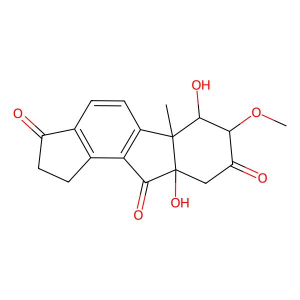 2D Structure of 6,9a-dihydroxy-7-methoxy-5b-methyl-2,6,7,9-tetrahydro-1H-cyclopenta[a]fluorene-3,8,10-trione