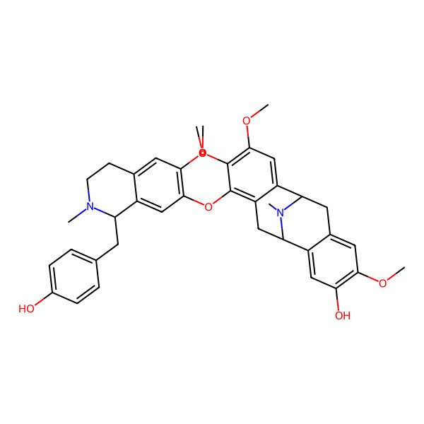 2D Structure of (1S,9S)-14-[[(1S)-1-[(4-hydroxyphenyl)methyl]-6-methoxy-2-methyl-3,4-dihydro-1H-isoquinolin-7-yl]oxy]-5,12,13-trimethoxy-17-methyl-17-azatetracyclo[7.7.1.02,7.010,15]heptadeca-2,4,6,10,12,14-hexaen-4-ol