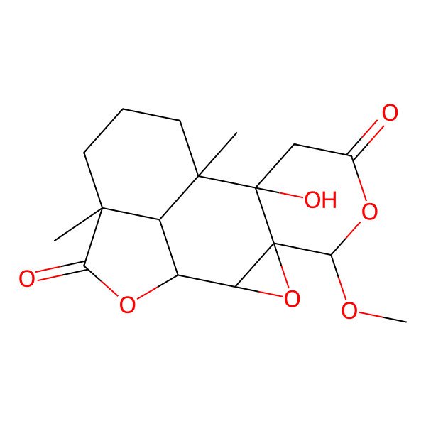 2D Structure of 9-Hydroxy-5-methoxy-10,14-dimethyl-3,6,16-trioxapentacyclo[8.6.1.02,4.04,9.014,17]heptadecane-7,15-dione