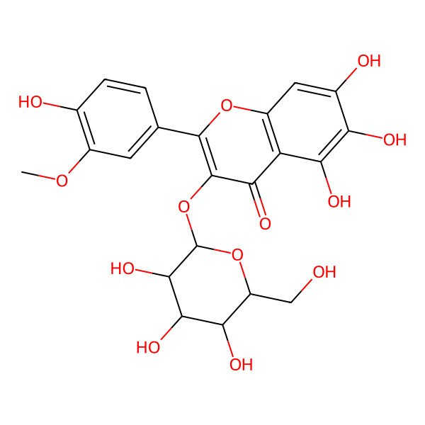 2D Structure of 5,6,7-trihydroxy-2-(4-hydroxy-3-methoxyphenyl)-3-[(2S,3R,4S,5R,6R)-3,4,5-trihydroxy-6-(hydroxymethyl)oxan-2-yl]oxychromen-4-one
