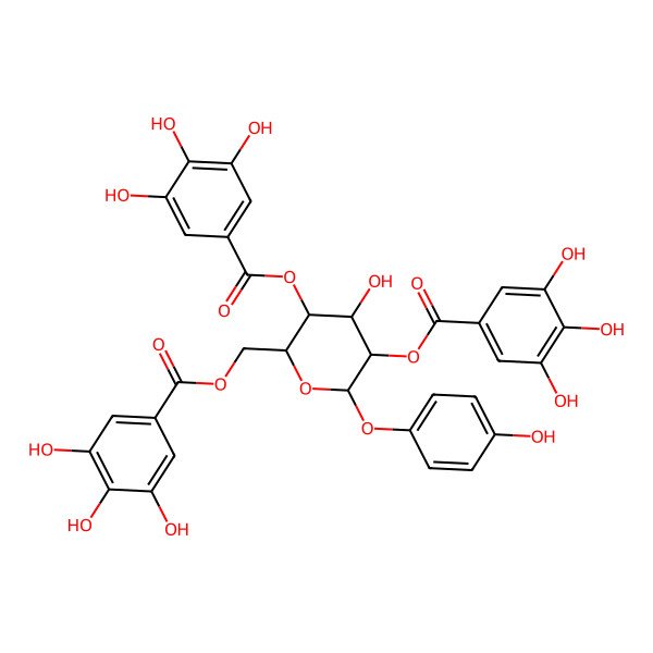 2D Structure of [(2R,3S,4S,5R,6S)-4-hydroxy-6-(4-hydroxyphenoxy)-3,5-bis[(3,4,5-trihydroxybenzoyl)oxy]tetrahydropyran-2-yl]methyl 3,4,5-trihydroxybenzoate