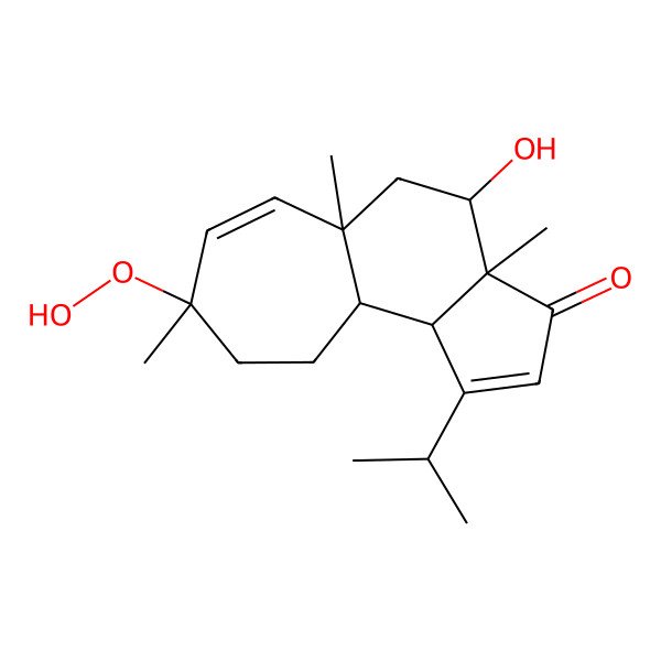 2D Structure of (3aR,4S,5aS,8S,10aR,10bS)-8-hydroperoxy-4-hydroxy-3a,5a,8-trimethyl-1-propan-2-yl-4,5,9,10,10a,10b-hexahydrocyclohepta[e]inden-3-one