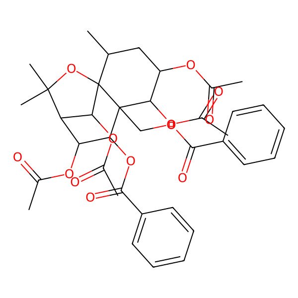 2D Structure of (4,5,8,12-Tetraacetyloxy-7-benzoyloxy-2,10,10-trimethyl-11-oxatricyclo[7.2.1.01,6]dodecan-6-yl)methyl benzoate