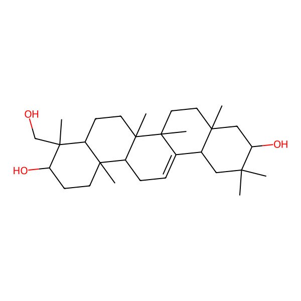2D Structure of 4-(Hydroxymethyl)-4,6a,6b,8a,11,11,14b-heptamethyl-1,2,3,4a,5,6,7,8,9,10,12,12a,14,14a-tetradecahydropicene-3,10-diol