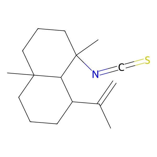 2D Structure of (4S,4aR,5R,8aS)-5-isothiocyanato-5,8a-dimethyl-4-prop-1-en-2-yl-1,2,3,4,4a,6,7,8-octahydronaphthalene