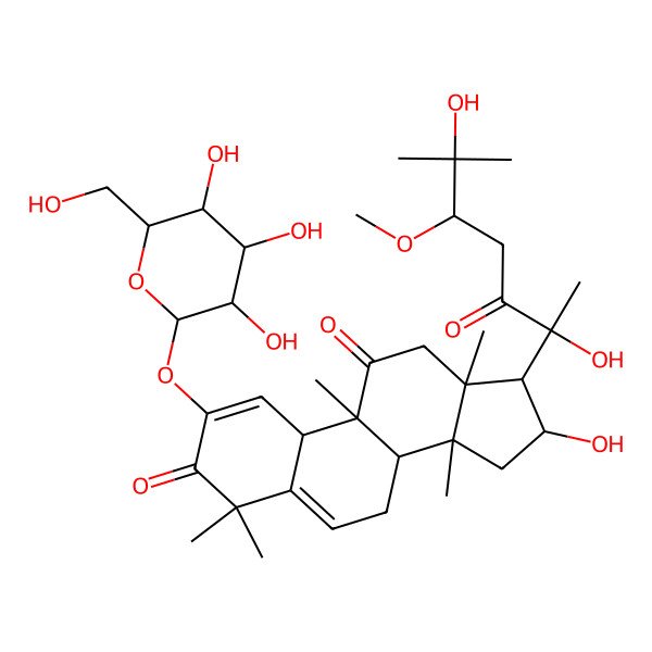 2D Structure of (16alpha,20R,24S)-2,16,20,25-tetrahydroxy-24-methoxycucurbita-1,5-diene-3,11,22-trione 2-O-beta-D-glucopyranoside
