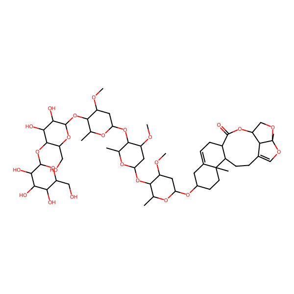 2D Structure of 8-[5-[5-[5-[3,4-Dihydroxy-6-(hydroxymethyl)-5-[3,4,5-trihydroxy-6-(hydroxymethyl)oxan-2-yl]oxyoxan-2-yl]oxy-4-methoxy-6-methyloxan-2-yl]oxy-4-methoxy-6-methyloxan-2-yl]oxy-4-methoxy-6-methyloxan-2-yl]oxy-5,19-dimethyl-15,18,20-trioxapentacyclo[14.5.1.04,13.05,10.019,22]docosa-1(21),10-dien-14-one