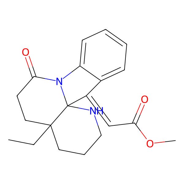 2D Structure of methyl (2Z)-2-[(1S,6R)-6-ethyl-9-oxo-2,10-diazatetracyclo[8.7.0.01,6.011,16]heptadeca-11,13,15-trien-17-ylidene]acetate