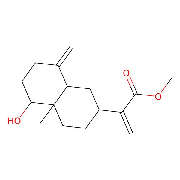2D Structure of methyl 2-[(2R,4aR,5S,8aS)-5-hydroxy-4a-methyl-8-methylidene-1,2,3,4,5,6,7,8a-octahydronaphthalen-2-yl]prop-2-enoate