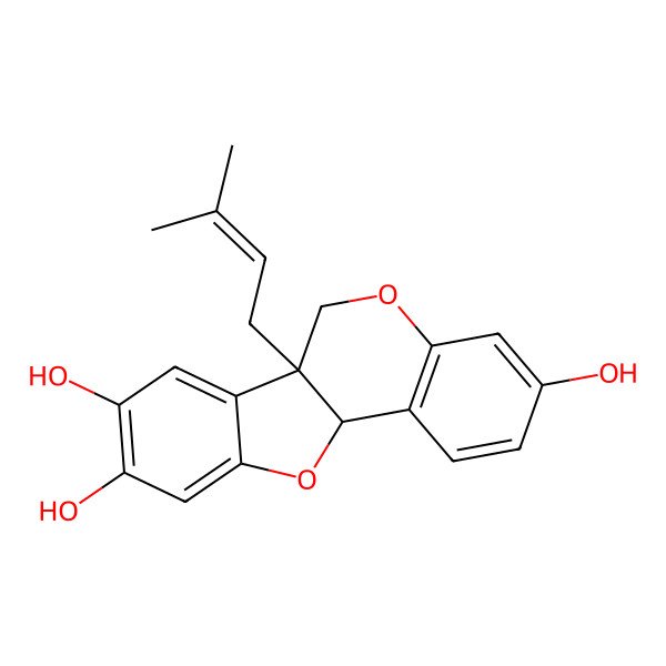 2D Structure of 6a-(3-Methylbut-2-enyl)-6,11a-dihydro-[1]benzofuro[3,2-c]chromene-3,8,9-triol