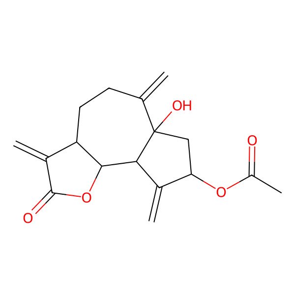 2D Structure of (6a-hydroxy-3,6,9-trimethylidene-2-oxo-4,5,7,8,9a,9b-hexahydro-3aH-azuleno[4,5-b]furan-8-yl) acetate