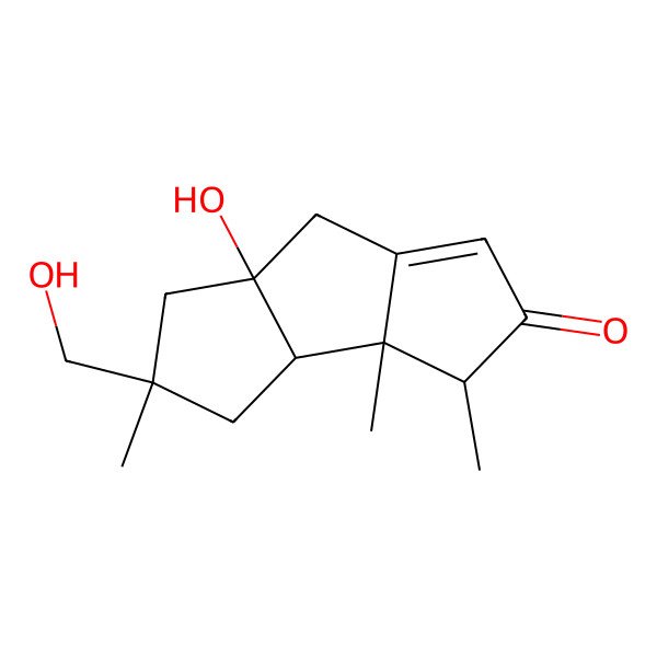 2D Structure of 6a-hydroxy-5-(hydroxymethyl)-3,3a,5-trimethyl-3b,4,6,7-tetrahydro-3H-cyclopenta[a]pentalen-2-one