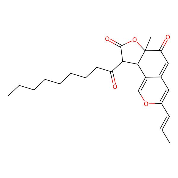 2D Structure of 6a-Methyl-9-nonanoyl-3-prop-1-enyl-9,9a-dihydrofuro[2,3-h]isochromene-6,8-dione
