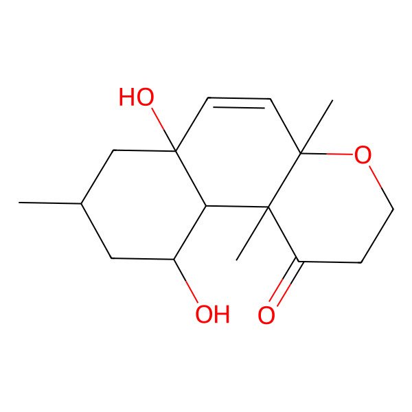 2D Structure of 6a,10-dihydroxy-4a,8,10b-trimethyl-3,7,8,9,10,10a-hexahydro-2H-benzo[f]chromen-1-one