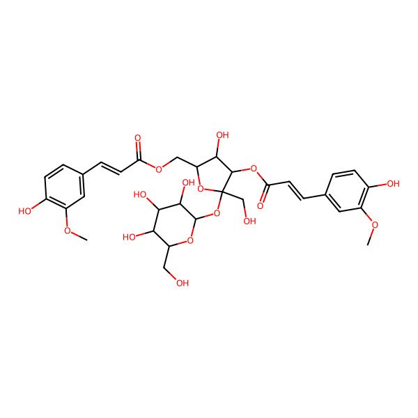 2D Structure of [3-Hydroxy-4-[3-(4-hydroxy-3-methoxyphenyl)prop-2-enoyloxy]-5-(hydroxymethyl)-5-[3,4,5-trihydroxy-6-(hydroxymethyl)oxan-2-yl]oxyoxolan-2-yl]methyl 3-(4-hydroxy-3-methoxyphenyl)prop-2-enoate