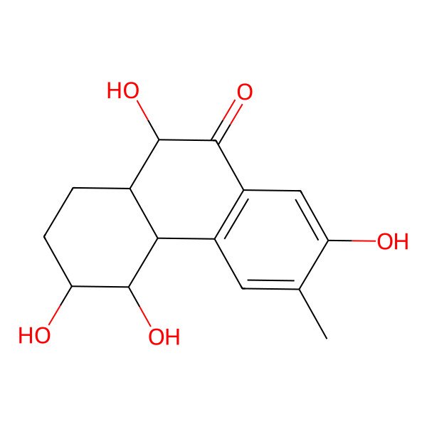 2D Structure of rel-(+)-(3R,4R,4aR,10S,10aR)-2,3,4,4a,10,10a-Hexahydro-3,4,7,10-tetrahydroxy-6-methyl-9(1H)-phenanthrenone