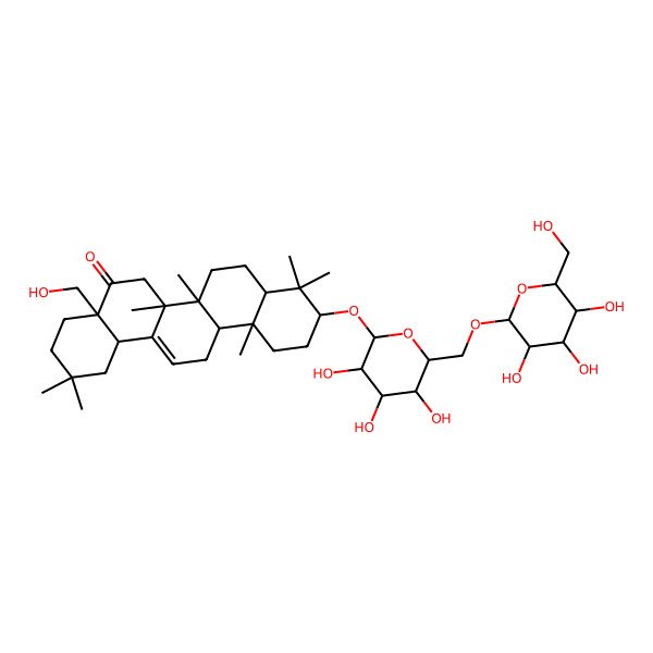 2D Structure of 4a-(hydroxymethyl)-2,2,6a,6b,9,9,12a-heptamethyl-10-[3,4,5-trihydroxy-6-[[3,4,5-trihydroxy-6-(hydroxymethyl)oxan-2-yl]oxymethyl]oxan-2-yl]oxy-3,4,6,6a,7,8,8a,10,11,12,13,14b-dodecahydro-1H-picen-5-one