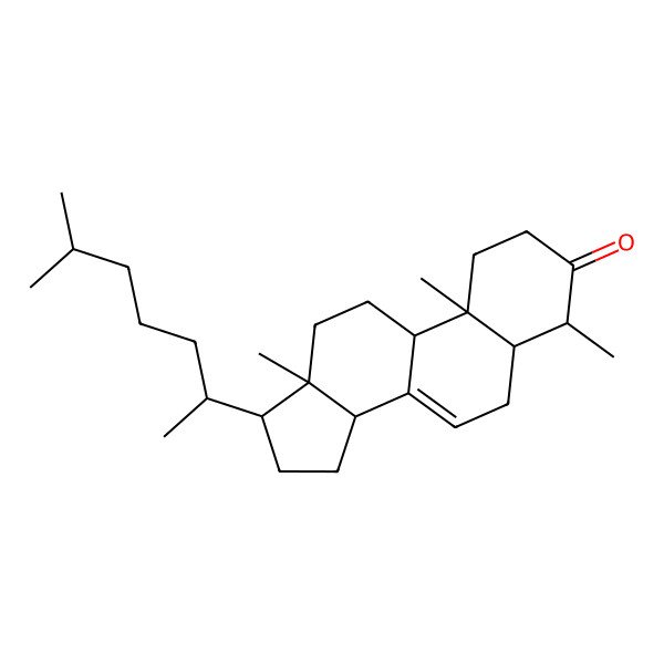 2D Structure of (4S,5R,9R,10S,13R,14R,17R)-4,10,13-trimethyl-17-[(2R)-6-methylheptan-2-yl]-1,2,4,5,6,9,11,12,14,15,16,17-dodecahydrocyclopenta[a]phenanthren-3-one
