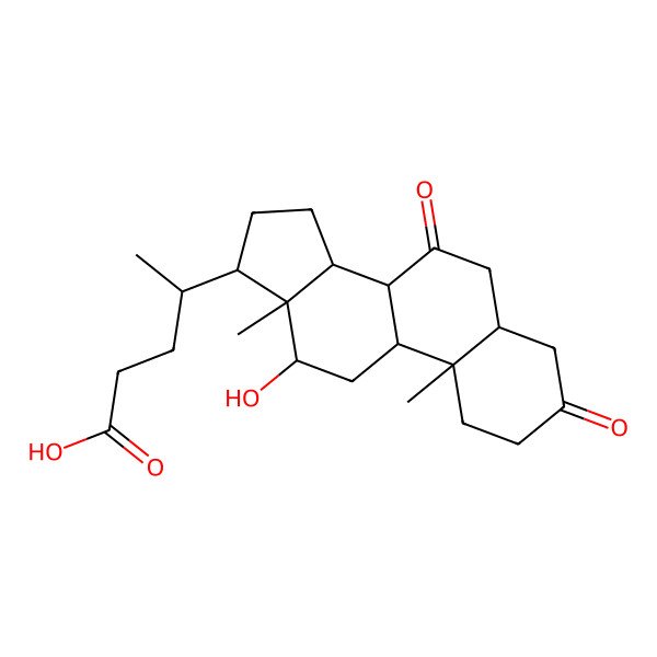 2D Structure of 4-(12-hydroxy-10,13-dimethyl-3,7-dioxo-2,4,5,6,8,9,11,12,14,15,16,17-dodecahydro-1H-cyclopenta[a]phenanthren-17-yl)pentanoic acid