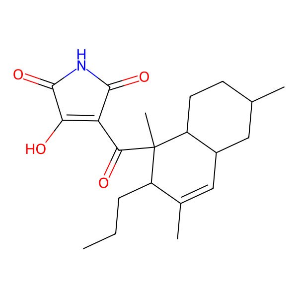 2D Structure of 3-hydroxy-4-(1,3,6-trimethyl-2-propyl-4a,5,6,7,8,8a-hexahydro-2H-naphthalene-1-carbonyl)pyrrole-2,5-dione