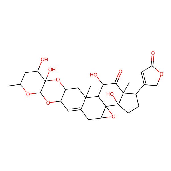 2D Structure of (1R,2S,3S,5R,6R,9R,10R,12S,16R,18S,20R,22R,23S,25R)-3,9,22,23-tetrahydroxy-1,5,20-trimethyl-6-(5-oxo-2H-furan-3-yl)-11,17,19,24-tetraoxaheptacyclo[12.12.0.02,10.05,9.010,12.016,25.018,23]hexacos-14-en-4-one