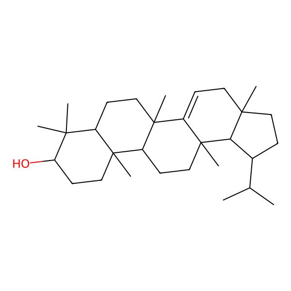 2D Structure of (1R,3aR,5bR,7aR,9S,11aR,11bR,13aS,13bR)-3a,5b,8,8,11a,13a-hexamethyl-1-propan-2-yl-1,2,3,4,6,7,7a,9,10,11,11b,12,13,13b-tetradecahydrocyclopenta[a]chrysen-9-ol