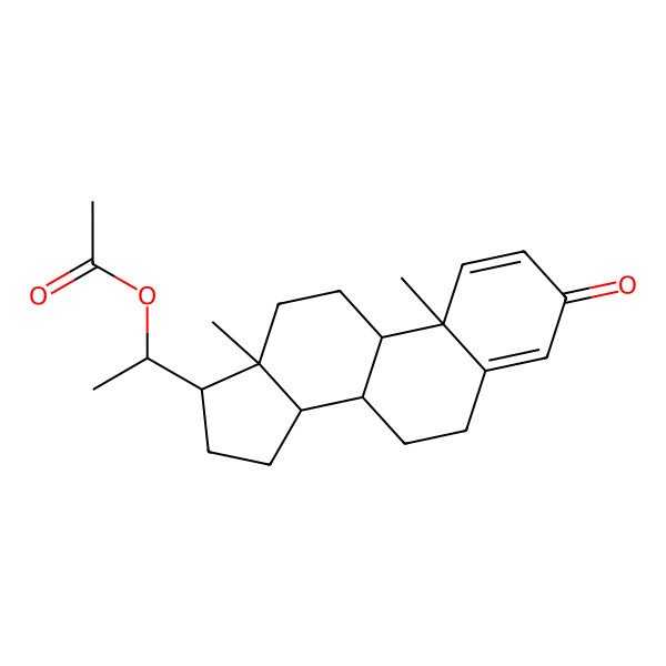 2D Structure of rel-(R)-1-((8S,9S,10R,13S,14S,17S)-10,13-dimethyl-3-oxo-6,7,8,9,10,11,12,13,14,15,16,17-dodecahydro-3H-cyclopenta[a]phenanthren-17-yl)ethyl acetate