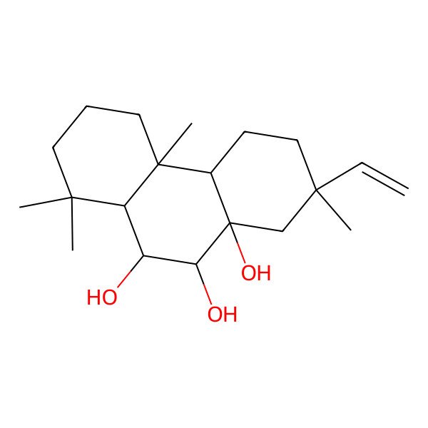 2D Structure of (4aR,4bS,7S,8aS,9R,10R,10aR)-7-ethenyl-1,1,4a,7-tetramethyl-2,3,4,4b,5,6,8,9,10,10a-decahydrophenanthrene-8a,9,10-triol 2D Structure of (4aR,4bS,7S,8aS,9R,10R,10aR)-7-ethenyl-1,1,4a,7-tetramethyl-2,3,4,4b,5,6,8,9,10,10a-decahydrophenanthrene-8a,9,10-triol