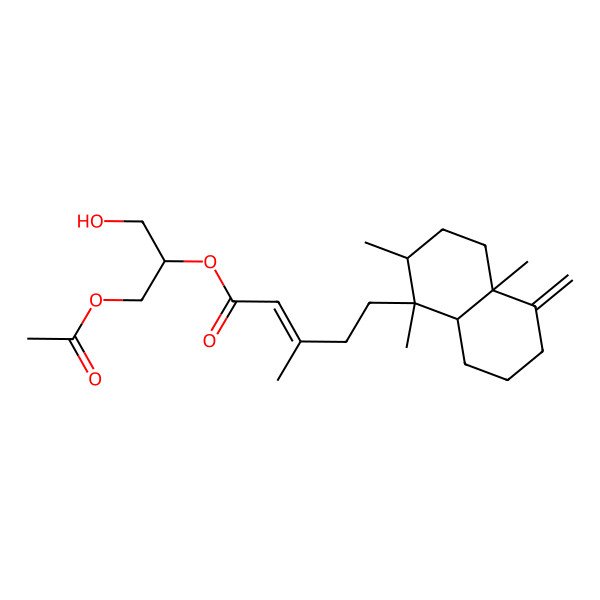 2D Structure of [(2R)-1-acetyloxy-3-hydroxypropan-2-yl] (E)-5-[(1R,2S,4aS,8aS)-1,2,4a-trimethyl-5-methylidene-3,4,6,7,8,8a-hexahydro-2H-naphthalen-1-yl]-3-methylpent-2-enoate