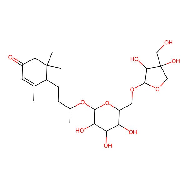2D Structure of (4R)-4-[(3R)-3-[(6-O-D-Apio-I(2)-D-furanosyl-I(2)-D-glucopyranosyl)oxy]butyl]-3,5,5-trimethyl-2-cyclohexen-1-one