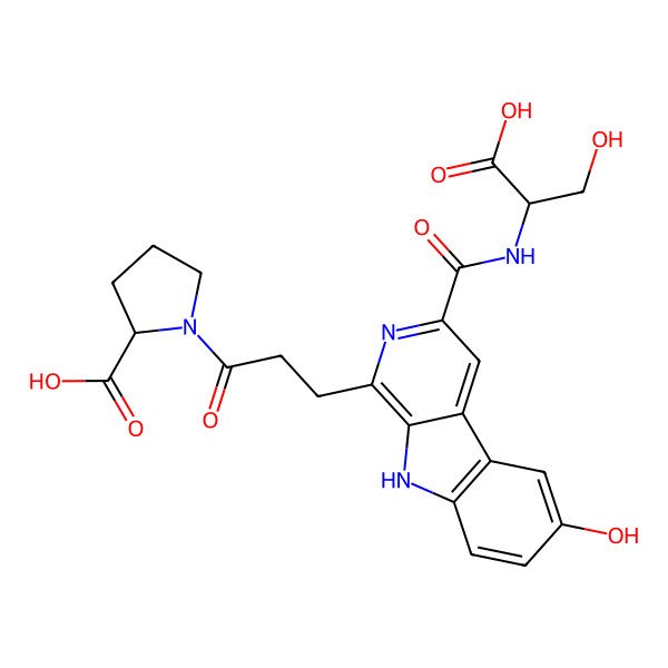 2D Structure of 1-[3-[3-[(1-carboxy-2-hydroxyethyl)carbamoyl]-6-hydroxy-9H-pyrido[3,4-b]indol-1-yl]propanoyl]pyrrolidine-2-carboxylic acid