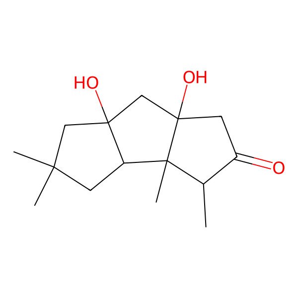 2D Structure of 6a,7a-Dihydroxy-3,3a,5,5-tetramethyl-1,3,3b,4,6,7-hexahydrocyclopenta[a]pentalen-2-one