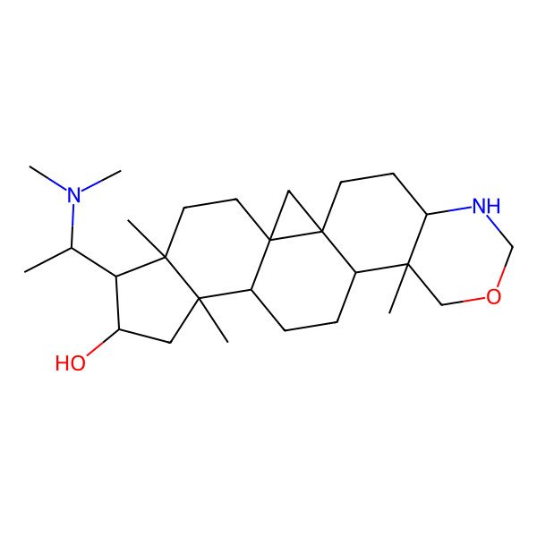 2D Structure of (1R,3S,6R,7S,8R,10S,11S,14R,15R,20S)-7-[(1S)-1-(dimethylamino)ethyl]-6,10,15-trimethyl-17-oxa-19-azahexacyclo[12.8.0.01,3.03,11.06,10.015,20]docosan-8-ol