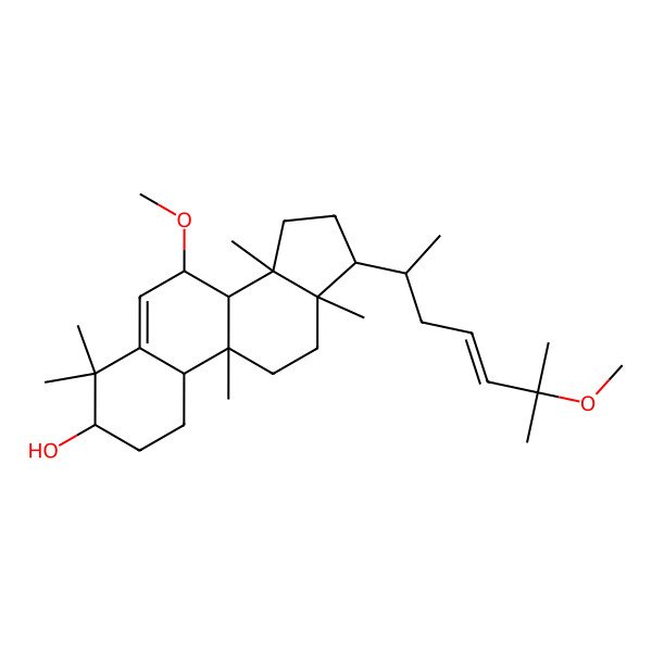 2D Structure of (3S,7R,8R,9S,10S,13R,14S,17R)-7-methoxy-17-[(E,2R)-6-methoxy-6-methylhept-4-en-2-yl]-4,4,9,13,14-pentamethyl-2,3,7,8,10,11,12,15,16,17-decahydro-1H-cyclopenta[a]phenanthren-3-ol