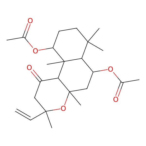 2D Structure of (6-Acetyloxy-3-ethenyl-3,4a,7,7,10a-pentamethyl-1-oxo-2,5,6,6a,8,9,10,10b-octahydrobenzo[f]chromen-10-yl) acetate