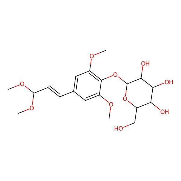 2D Structure of (2S,3R,4S,5S,6R)-2-[4-(3,3-dimethoxyprop-1-enyl)-2,6-dimethoxyphenoxy]-6-(hydroxymethyl)oxane-3,4,5-triol
