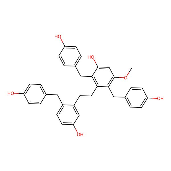 2D Structure of 3-[2-[5-Hydroxy-2-[(4-hydroxyphenyl)methyl]phenyl]ethyl]-2,4-bis[(4-hydroxyphenyl)methyl]-5-methoxyphenol