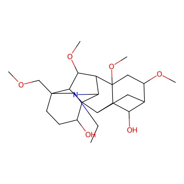 2D Structure of (1S,2S,3S,4S,5R,6S,8S,9R,10R,13S,16S,17R,18R)-11-ethyl-6,8,18-trimethoxy-13-(methoxymethyl)-11-azahexacyclo[7.7.2.12,5.01,10.03,8.013,17]nonadecane-4,16-diol