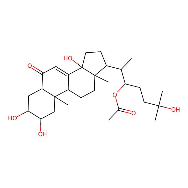 2D Structure of [(2S,3R)-6-hydroxy-6-methyl-2-[(2S,3R,5R,9R,10R,13R,14S,17R)-2,3,14-trihydroxy-10,13-dimethyl-6-oxo-2,3,4,5,9,11,12,15,16,17-decahydro-1H-cyclopenta[a]phenanthren-17-yl]heptan-3-yl] acetate