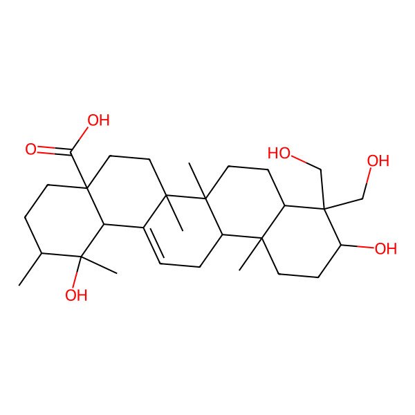 2D Structure of 1,10-Dihydroxy-9,9-bis(hydroxymethyl)-1,2,6a,6b,12a-pentamethyl-2,3,4,5,6,6a,7,8,8a,10,11,12,13,14b-tetradecahydropicene-4a-carboxylic acid