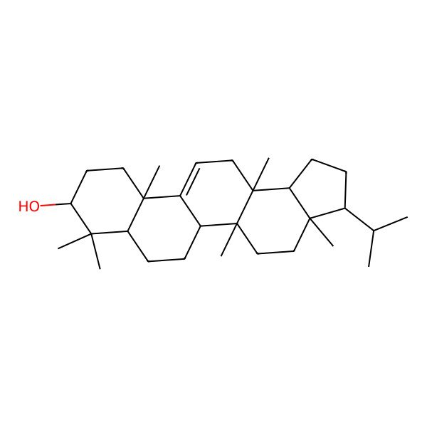 2D Structure of (3aS,5aS,5bS,7aR,11aS,13aR,13bS)-3a,5a,8,8,11a,13a-hexamethyl-3-propan-2-yl-1,2,3,4,5,5b,6,7,7a,9,10,11,13,13b-tetradecahydrocyclopenta[a]chrysen-9-ol