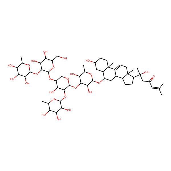 2D Structure of 6-[6-[4-[5-[4,5-dihydroxy-6-(hydroxymethyl)-3-(3,4,5-trihydroxy-6-methyloxan-2-yl)oxyoxan-2-yl]oxy-4-hydroxy-3-(3,4,5-trihydroxy-6-methyloxan-2-yl)oxyoxan-2-yl]oxy-3,5-dihydroxy-6-methyloxan-2-yl]oxy-3-hydroxy-10,13-dimethyl-2,3,4,5,6,7,8,12,14,15,16,17-dodecahydro-1H-cyclopenta[a]phenanthren-17-yl]-6-hydroxy-2-methylhept-2-en-4-one