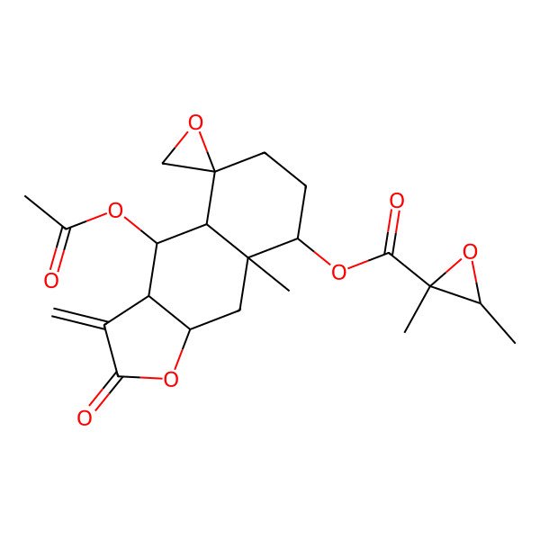 2D Structure of [(3aR,4S,4aS,5S,8S,8aR,9aS)-4-acetyloxy-8a-methyl-3-methylidene-2-oxospiro[3a,4,4a,6,7,8,9,9a-octahydrobenzo[f][1]benzofuran-5,2'-oxirane]-8-yl] (2S,3S)-2,3-dimethyloxirane-2-carboxylate
