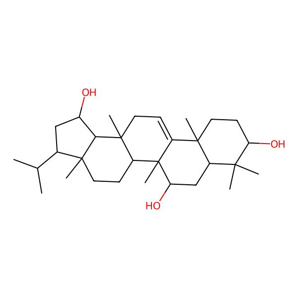2D Structure of 3a,5b,8,8,11a,13a-Hexamethyl-3-propan-2-yl-1,2,3,4,5,5a,6,7,7a,9,10,11,13,13b-tetradecahydrocyclopenta[a]chrysene-1,6,9-triol